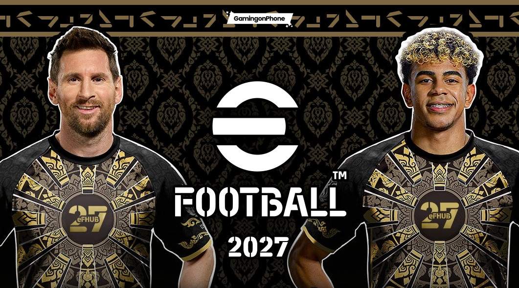 eFootball 2027 reveal cover art featuring Lamine Yamal and Lionel Messi