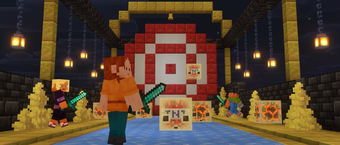 Minecraft Bedrock sulfur caves biome with glowing sulfur and cinnabar blocks