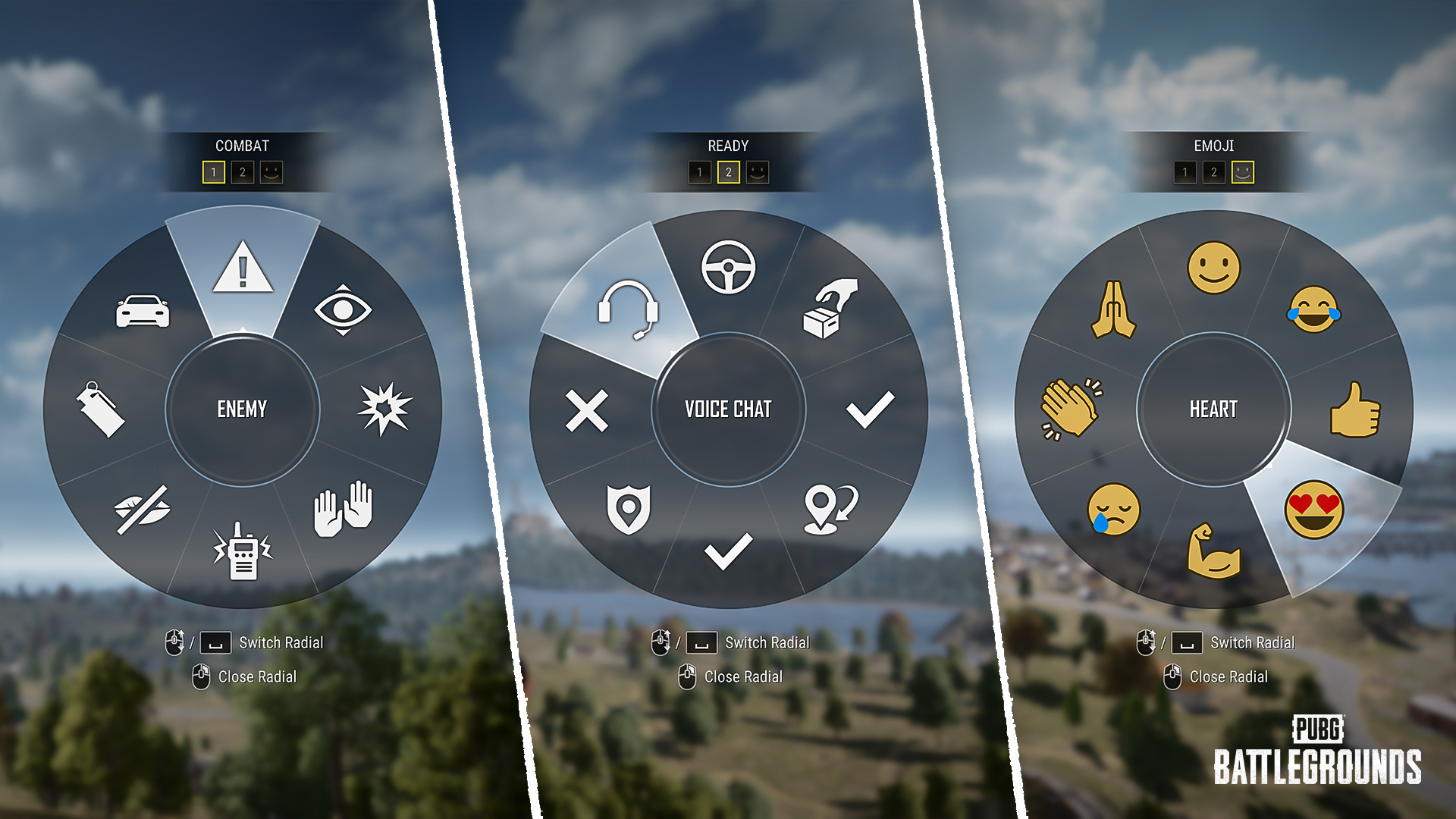 Redesigned icon-based three-page Message Radial in PUBG Update 42.2